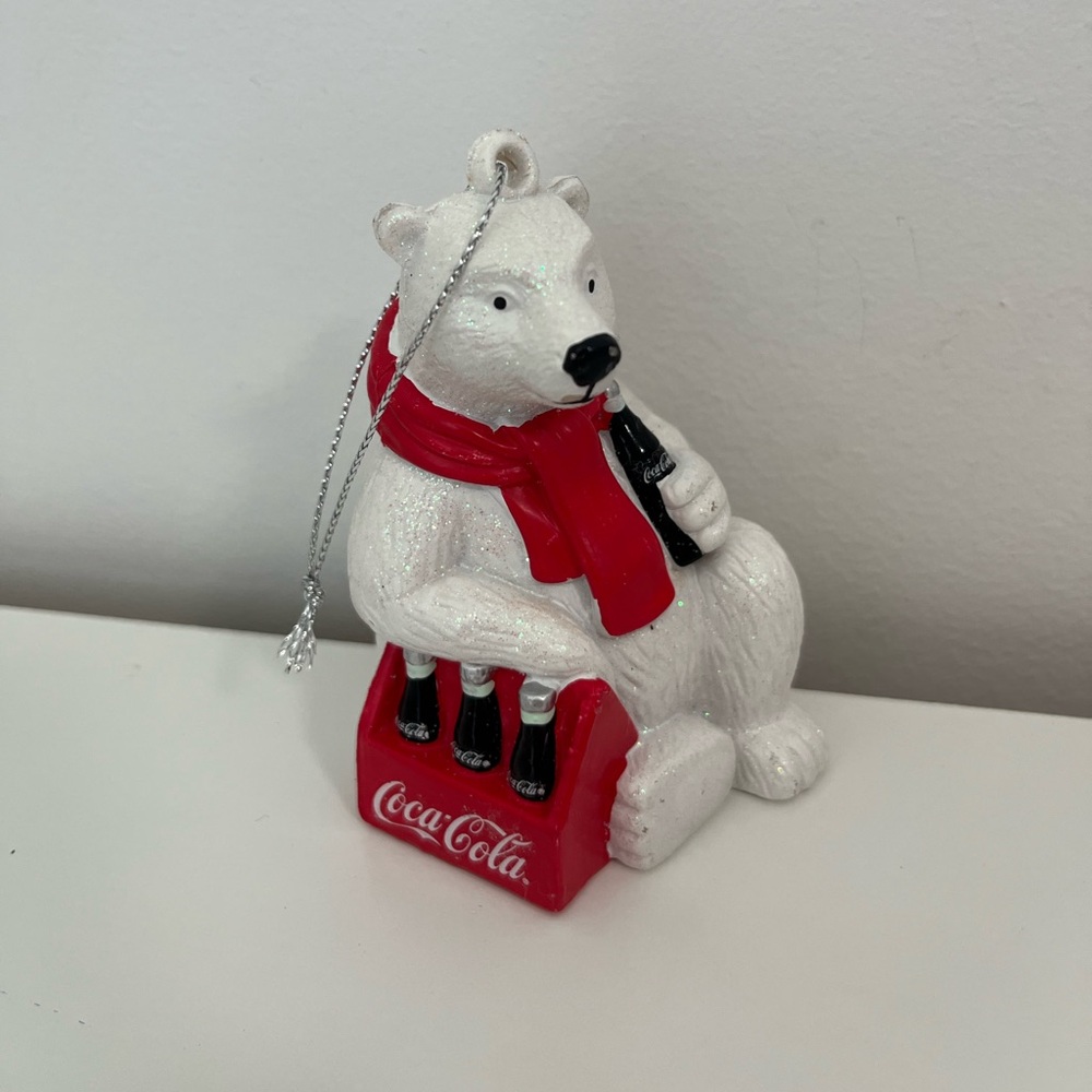 Coca Cola Kurt Adler Polar Bear Holding Coke Ornament Christmas Collectible